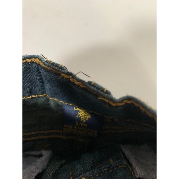 US Polo Assn Infant baby Size 3 6 Months Blue Jeans Dark Denim Adjustable Waist - Picture 2 of 4